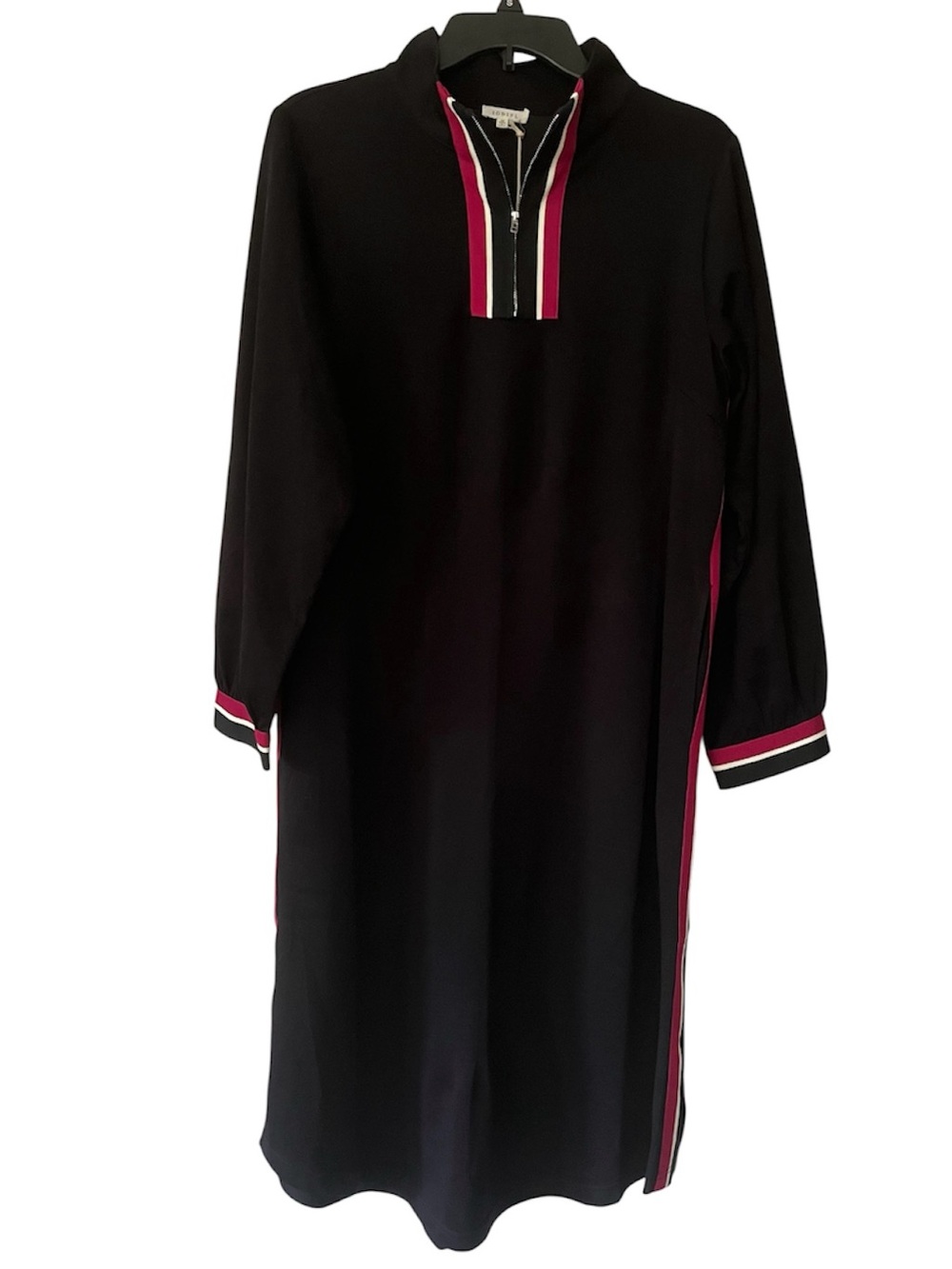 JODIFL Women’s Black tunic shift Dress contrast Trim size Medium relaxed fit New